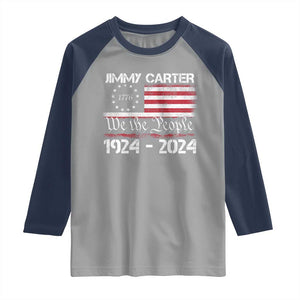 39th President Jimmy Carter Raglan Shirt USA Legacy We The People Betsy Ross Flag TS02 Sport Gray Navy Print Your Wear