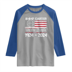 39th President Jimmy Carter Raglan Shirt USA Legacy We The People Betsy Ross Flag TS02 Sport Gray Royal Print Your Wear