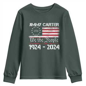 39th President Jimmy Carter Youth Sweatshirt USA Legacy We The People Betsy Ross Flag TS02 Dark Forest Green Print Your Wear