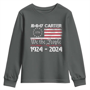 39th President Jimmy Carter Youth Sweatshirt USA Legacy We The People Betsy Ross Flag TS02 Dark Heather Print Your Wear