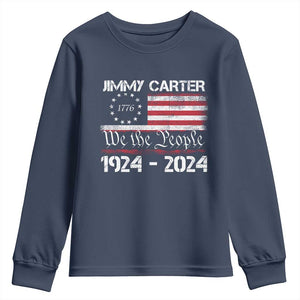 39th President Jimmy Carter Youth Sweatshirt USA Legacy We The People Betsy Ross Flag TS02 Navy Print Your Wear