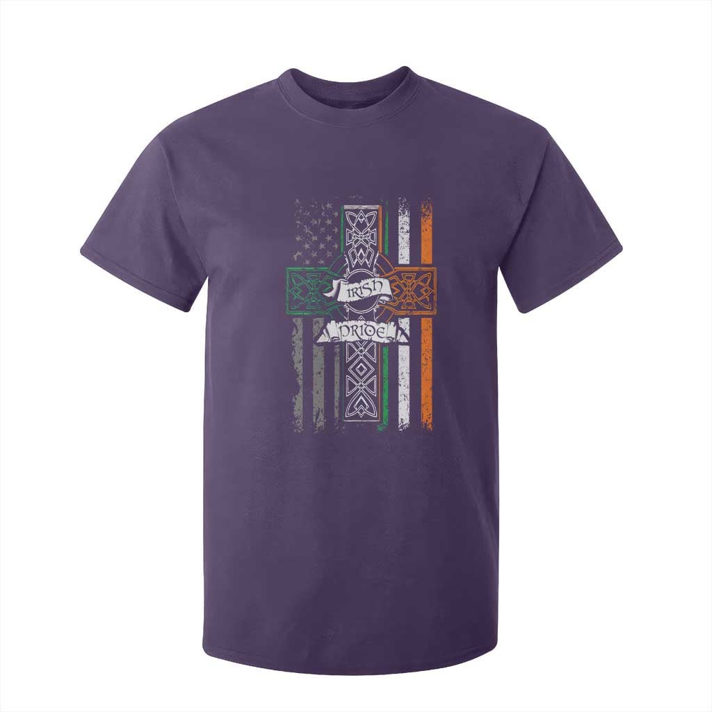 Irish Pride T Shirt For Kid American Flag Celtic Cross St Patricks Day TS02 Purple Print Your Wear