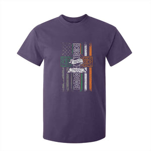 Irish Pride T Shirt For Kid American Flag Celtic Cross St Patricks Day TS02 Purple Print Your Wear