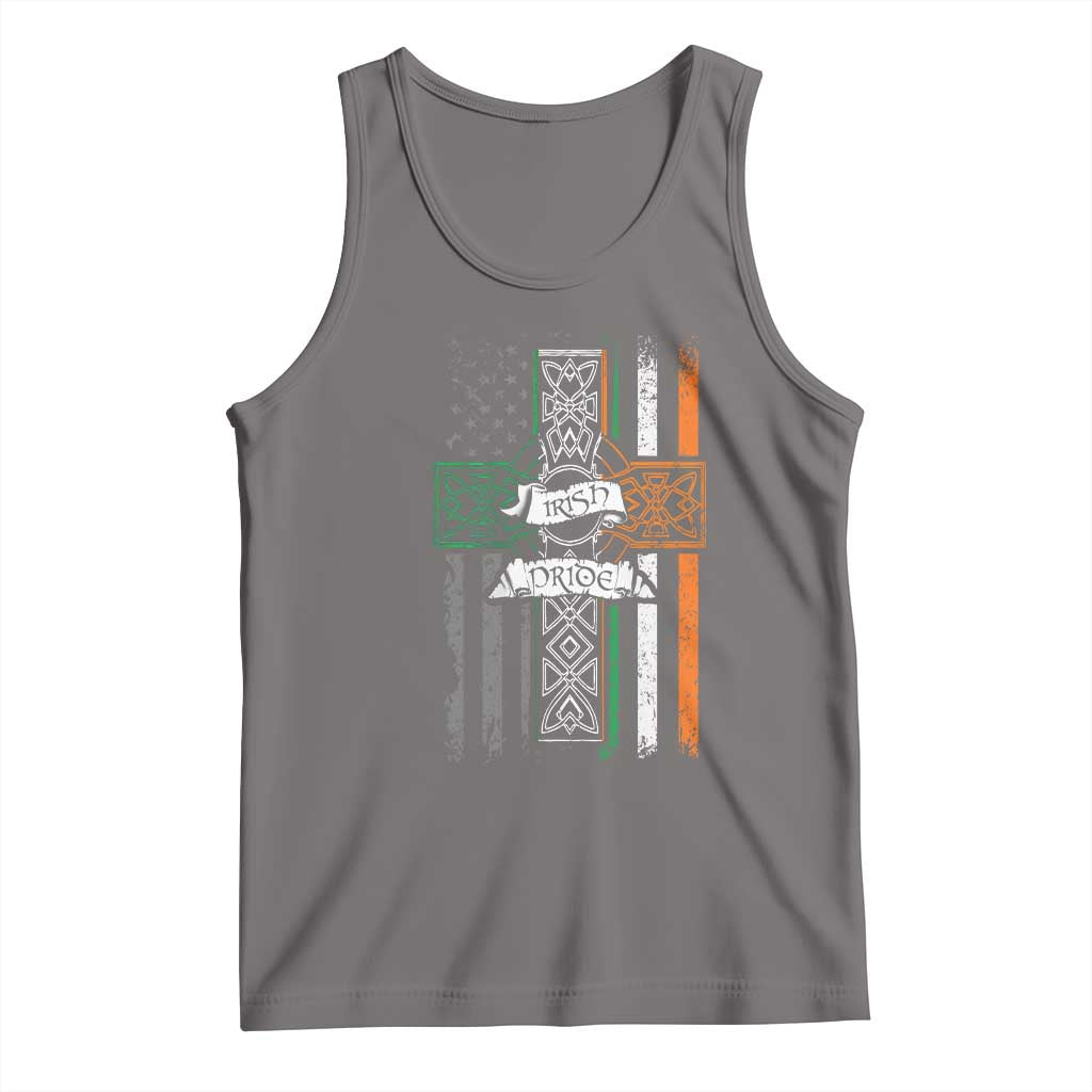 Irish Pride Tank Top American Flag Celtic Cross St Patricks Day TS02 Deep Heather Print Your Wear