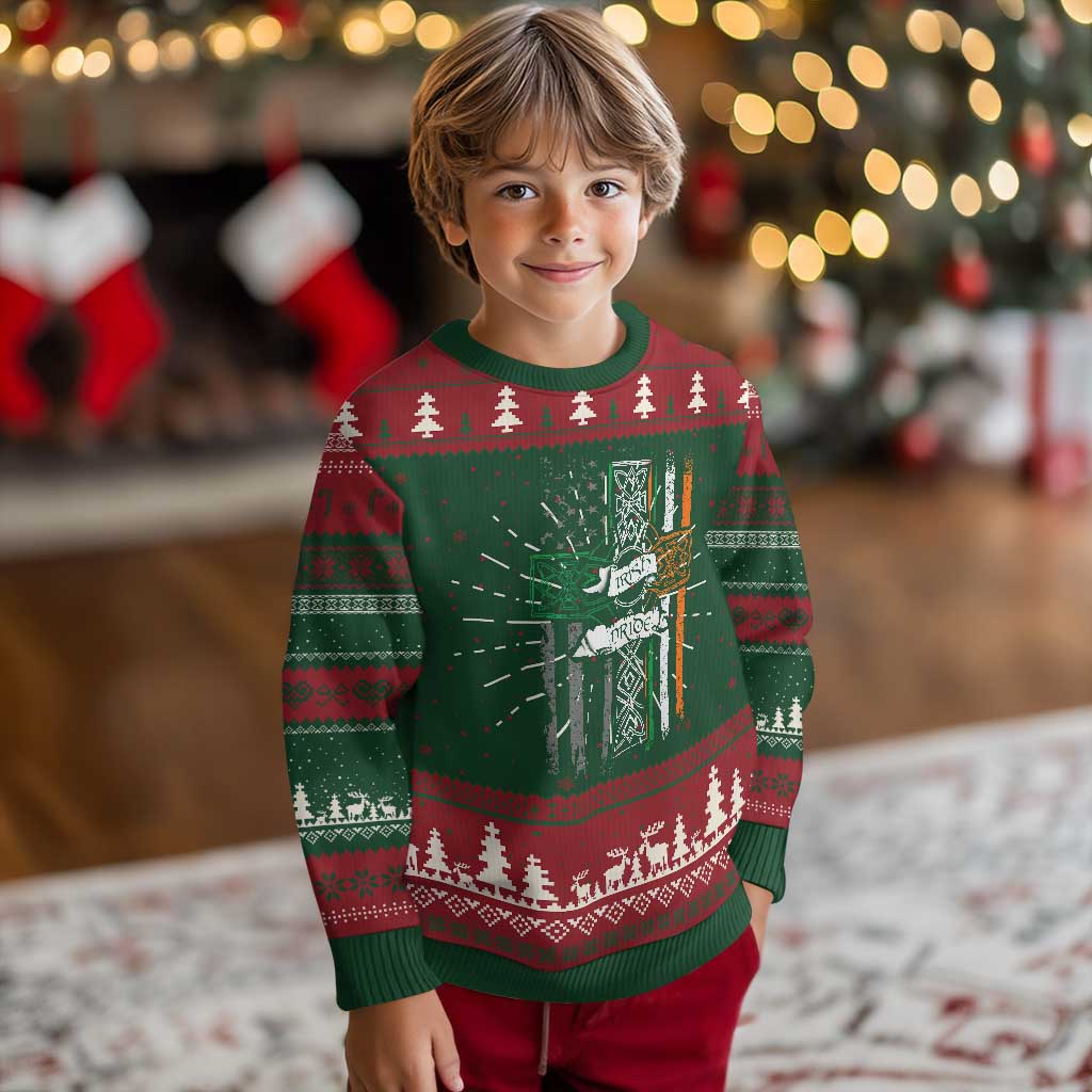 Irish Pride Knit Sweatshirt American Flag Celtic Cross St Patricks Day TS02 Christmas Print Your Wear