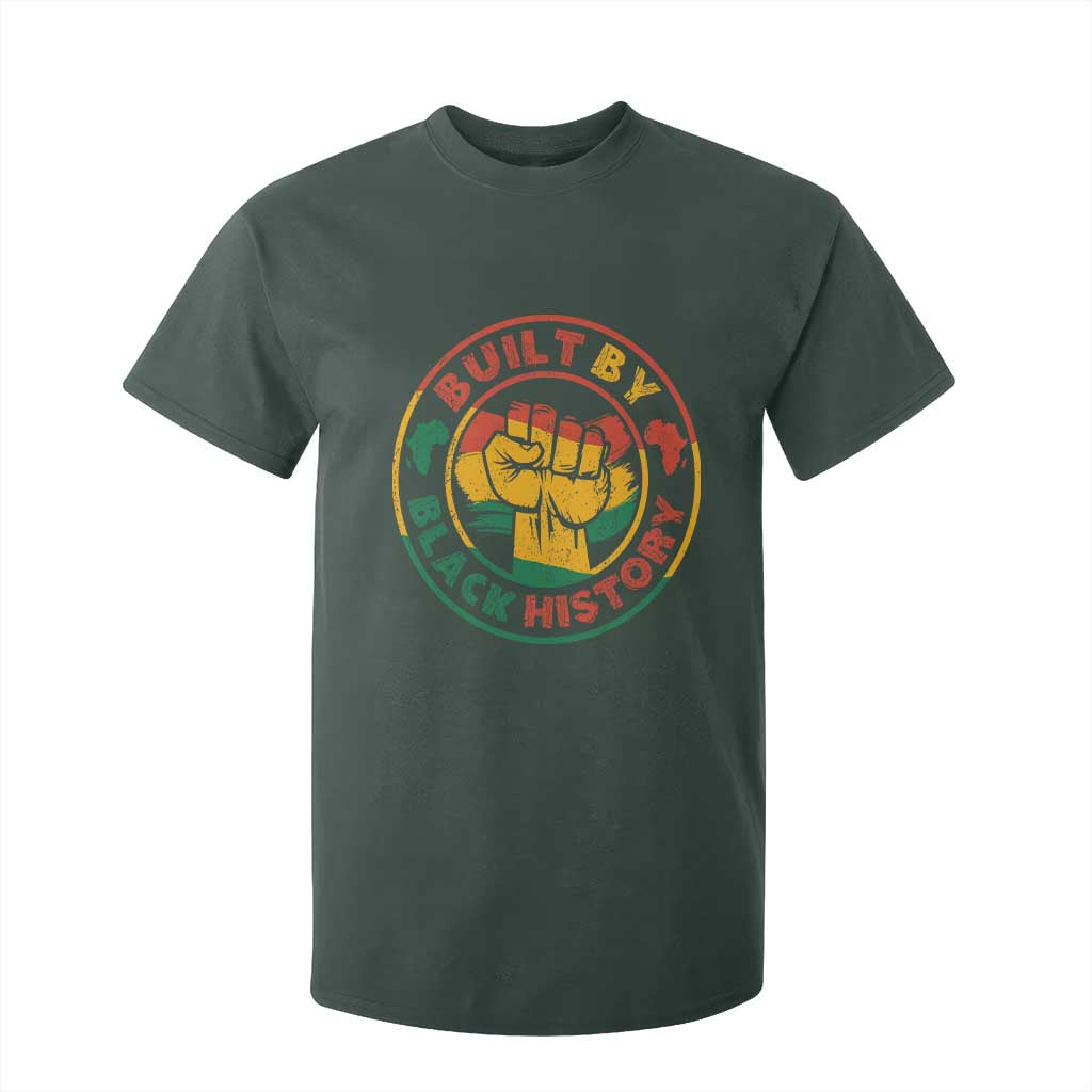 Built By Black History T Shirt For Kid African American Pride Raised Fist TS02 Dark Forest Green Print Your Wear