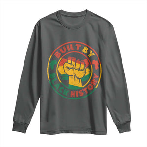 Built By Black History Long Sleeve Shirt African American Pride Raised Fist TS02 Dark Heather Print Your Wear