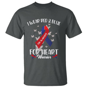 CHD Awareness T Shirt In February I Wear Red And Blue For Heart Warriors TS02 Dark Heather Printyourwear