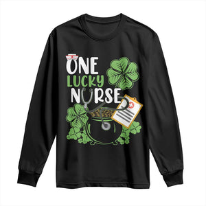 Funny One Lucky Nurse St Patricks Day Long Sleeve Shirt Scrub Life RN ICU ER with Stethoscope TS02 Black Print Your Wear