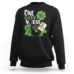 Funny One Lucky Nurse St. Patricks Day Sweatshirt Scrub Life RN ICU ER with Stethoscope TS02 Black Printyourwear