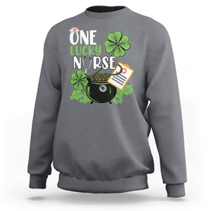 Funny One Lucky Nurse St. Patricks Day Sweatshirt Scrub Life RN ICU ER with Stethoscope TS02 Charcoal Printyourwear