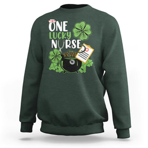 Funny One Lucky Nurse St. Patricks Day Sweatshirt Scrub Life RN ICU ER with Stethoscope TS02 Dark Forest Green Printyourwear