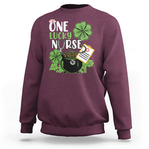 Funny One Lucky Nurse St. Patricks Day Sweatshirt Scrub Life RN ICU ER with Stethoscope TS02 Maroon Printyourwear