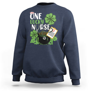 Funny One Lucky Nurse St. Patricks Day Sweatshirt Scrub Life RN ICU ER with Stethoscope TS02 Navy Printyourwear