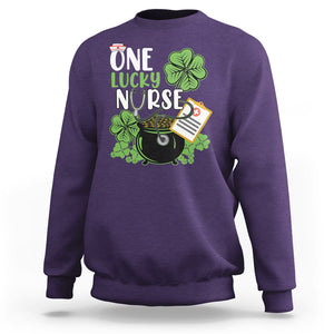 Funny One Lucky Nurse St. Patricks Day Sweatshirt Scrub Life RN ICU ER with Stethoscope TS02 Purple Printyourwear