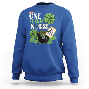 Funny One Lucky Nurse St. Patricks Day Sweatshirt Scrub Life RN ICU ER with Stethoscope TS02 Royal Blue Printyourwear