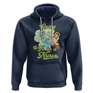 Funny Nurse St. Patricks Day Hoodie Lucky To Be A Nurse Strong Scrub Life TS02 Navy Printyourwear