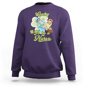 Funny Nurse St. Patricks Day Sweatshirt Lucky To Be A Nurse Strong Scrub Life TS02 Purple Printyourwear