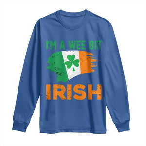 Funny St Patricks Day Long Sleeve Shirt I'm A Wee Bit Irish Leprechaun Shenanigan TS02 Royal Blue Print Your Wear