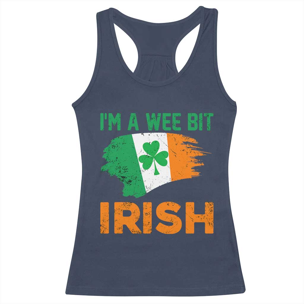 Funny St Patricks Day Racerback Tank Top I'm A Wee Bit Irish Leprechaun Shenanigan TS02 Navy Print Your Wear