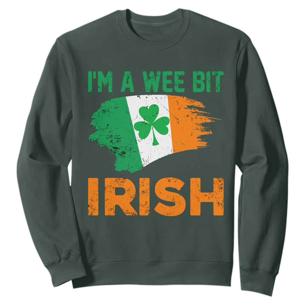 Funny St. Patricks Day Sweatshirt I'm A Wee Bit Irish Leprechaun Shenanigan TS02 Dark Forest Green Printyourwear