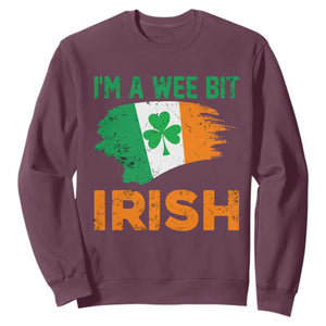 Funny St. Patricks Day Sweatshirt I'm A Wee Bit Irish Leprechaun Shenanigan TS02 Maroon Printyourwear