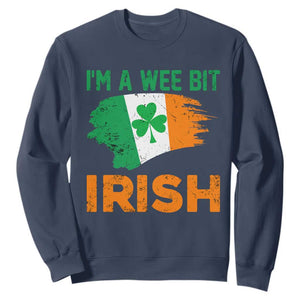 Funny St. Patricks Day Sweatshirt I'm A Wee Bit Irish Leprechaun Shenanigan TS02 Navy Printyourwear