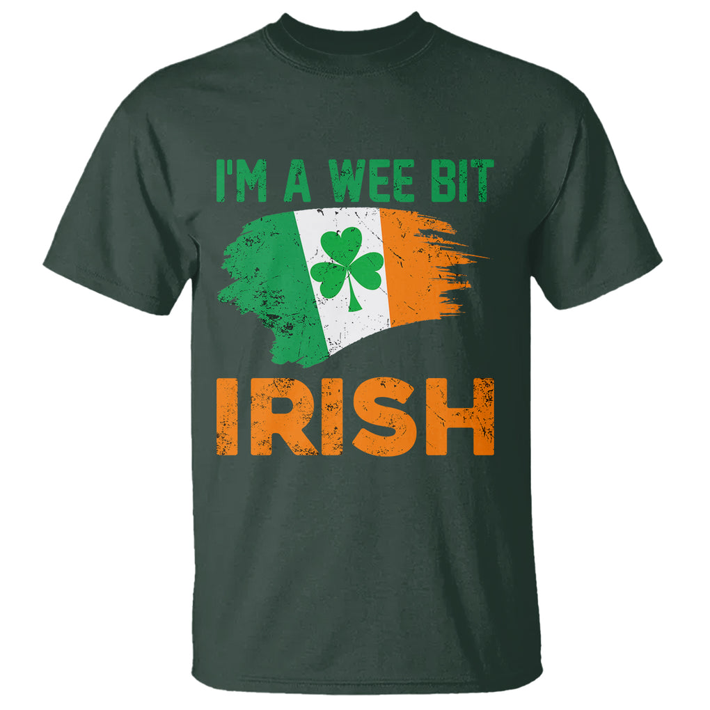 Funny St. Patricks Day T Shirt I'm A Wee Bit Irish Leprechaun Shenanigan TS02 Dark Forest Green Printyourwear