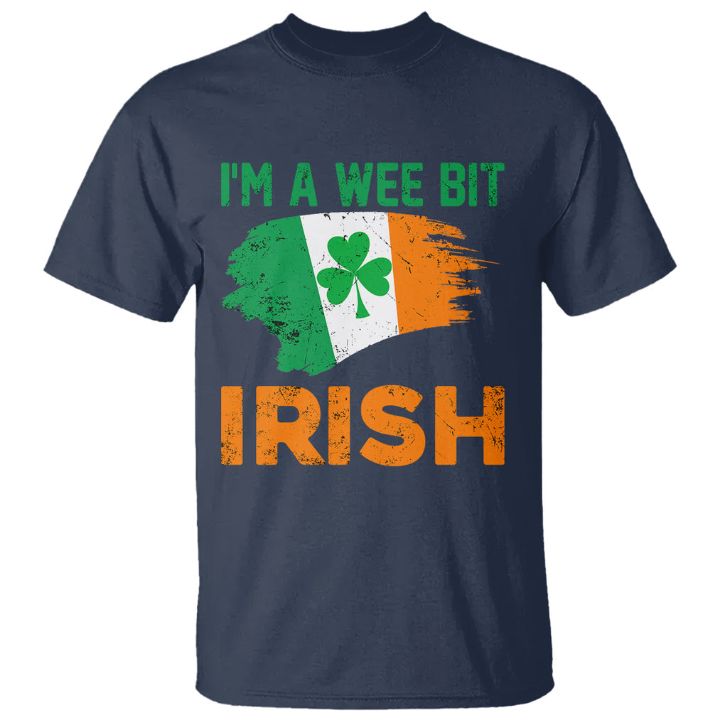 Funny St. Patricks Day T Shirt I'm A Wee Bit Irish Leprechaun Shenanigan TS02 Navy Printyourwear