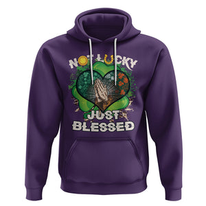 Funny St. Patricks Day Hoodie Not Lucky Simply Blessed Shamrock Christian with Praying Hands TS02 Purple Printyourwear