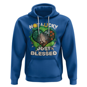 Funny St. Patricks Day Hoodie Not Lucky Simply Blessed Shamrock Christian with Praying Hands TS02 Royal Blue Printyourwear