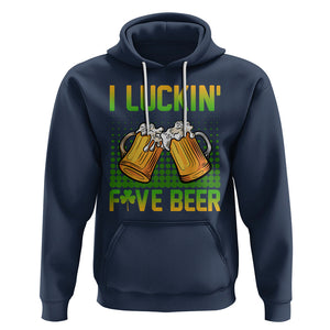 Funny St. Patricks Day Drinking Hoodie I Luckin' Fove Beer Lovers TS02 Navy Printyourwear