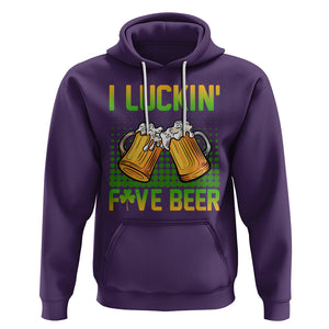 Funny St. Patricks Day Drinking Hoodie I Luckin' Fove Beer Lovers TS02 Purple Printyourwear