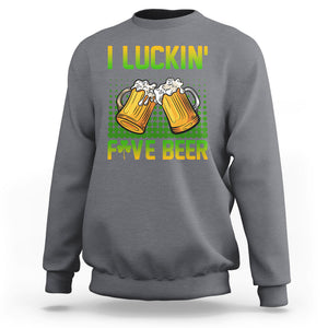 Funny St. Patricks Day Drinking Sweatshirt I Luckin' Fove Beer Lovers TS02 Charcoal Printyourwear