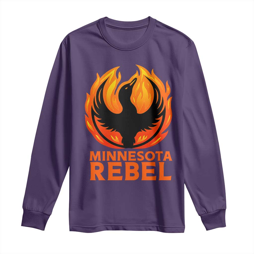 Minnesota Rebel Loon Long Sleeve Shirt Rising From Fire Political Resistance TS02 Purple Print Your Wear