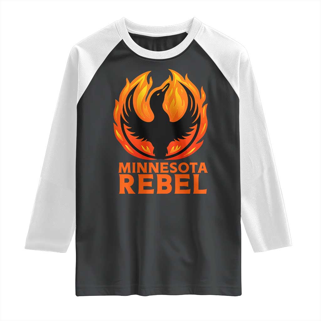 Minnesota Rebel Loon Raglan Shirt Rising From Fire Political Resistance TS02 Black White Print Your Wear