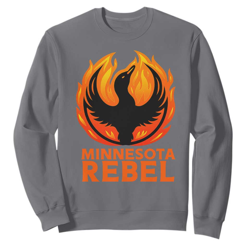 Minnesota Rebel Loon Sweatshirt Rising From Fire Political Resistance TS02 Charcoal Print Your Wear