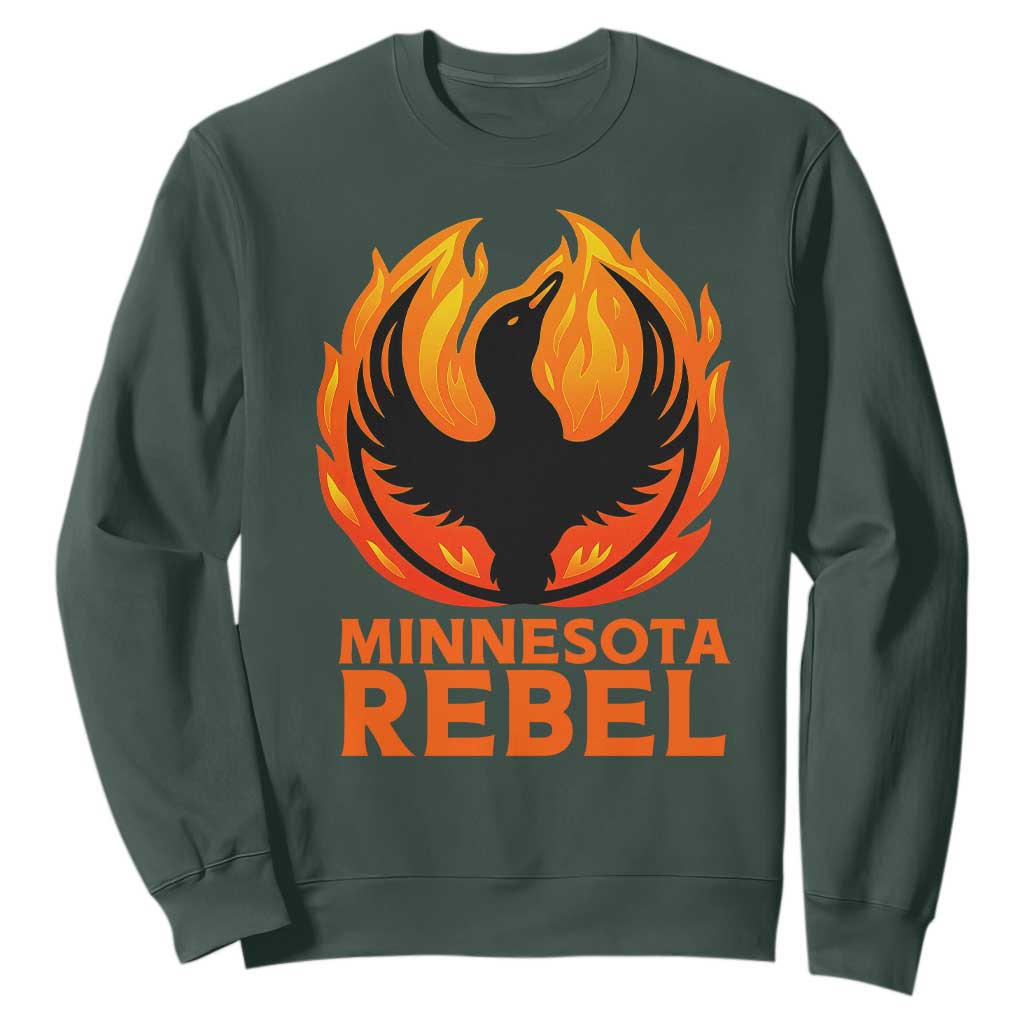 Minnesota Rebel Loon Sweatshirt Rising From Fire Political Resistance TS02 Dark Forest Green Print Your Wear