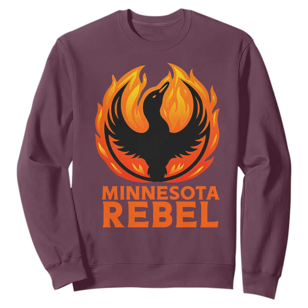 Minnesota Rebel Loon Sweatshirt Rising From Fire Political Resistance TS02 Maroon Print Your Wear
