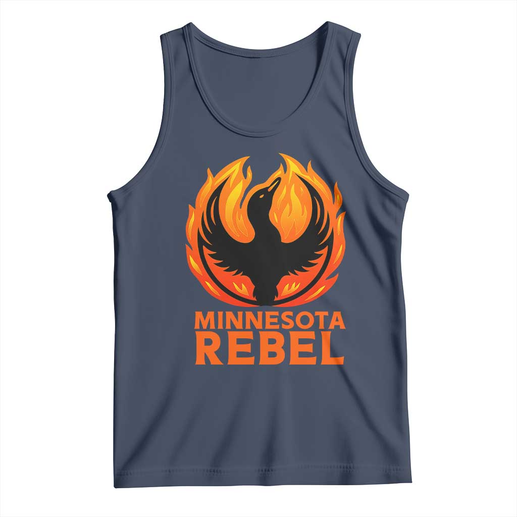Minnesota Rebel Loon Tank Top Rising From Fire Political Resistance TS02 Navy Print Your Wear