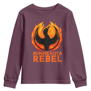 Minnesota Rebel Loon Youth Sweatshirt Rising From Fire Political Resistance TS02 Maroon Print Your Wear