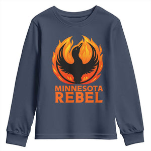 Minnesota Rebel Loon Youth Sweatshirt Rising From Fire Political Resistance TS02 Navy Print Your Wear
