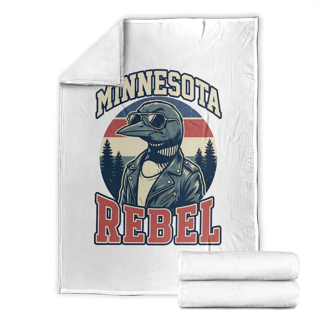 Minnesota Rebel Grumpy Loon Throw Blanket Retro Vintage Politcal Resistance TS02 White Print Your Wear
