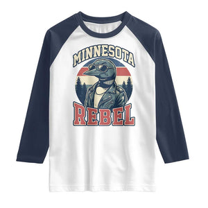 Minnesota Rebel Grumpy Loon Raglan Shirt Retro Vintage Politcal Resistance TS02 White Navy Print Your Wear