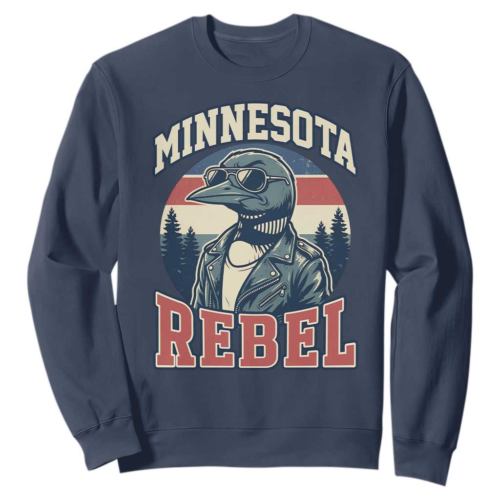 Minnesota Rebel Grumpy Loon Sweatshirt Retro Vintage Politcal Resistance TS02 Navy Print Your Wear