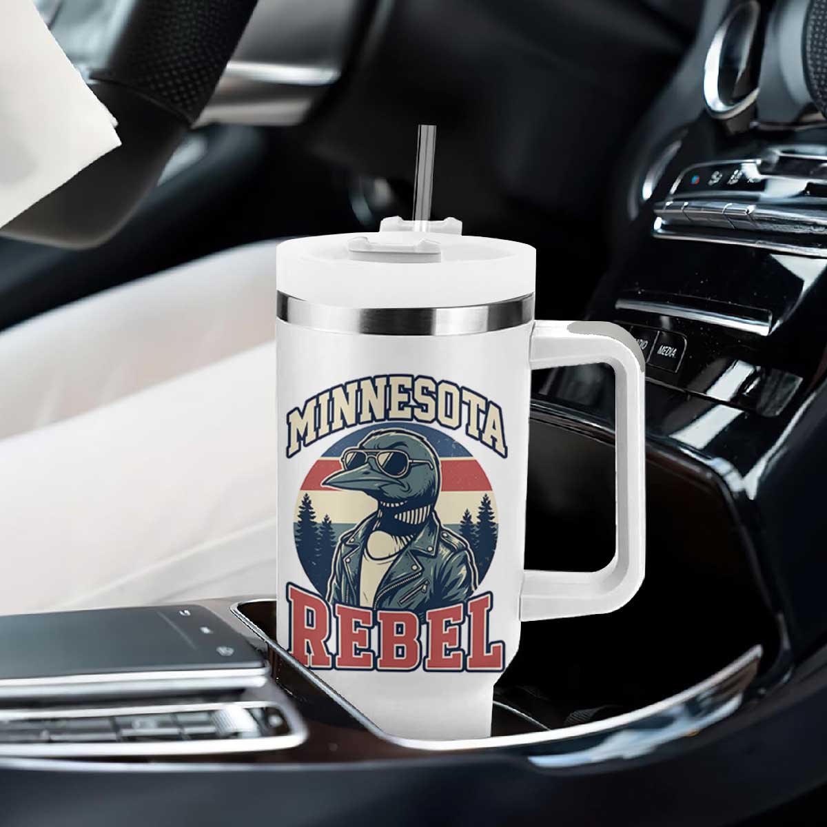 Minnesota Rebel Grumpy Loon Tumbler With Handle Retro Vintage Politcal Resistance TS02 Print Your Wear