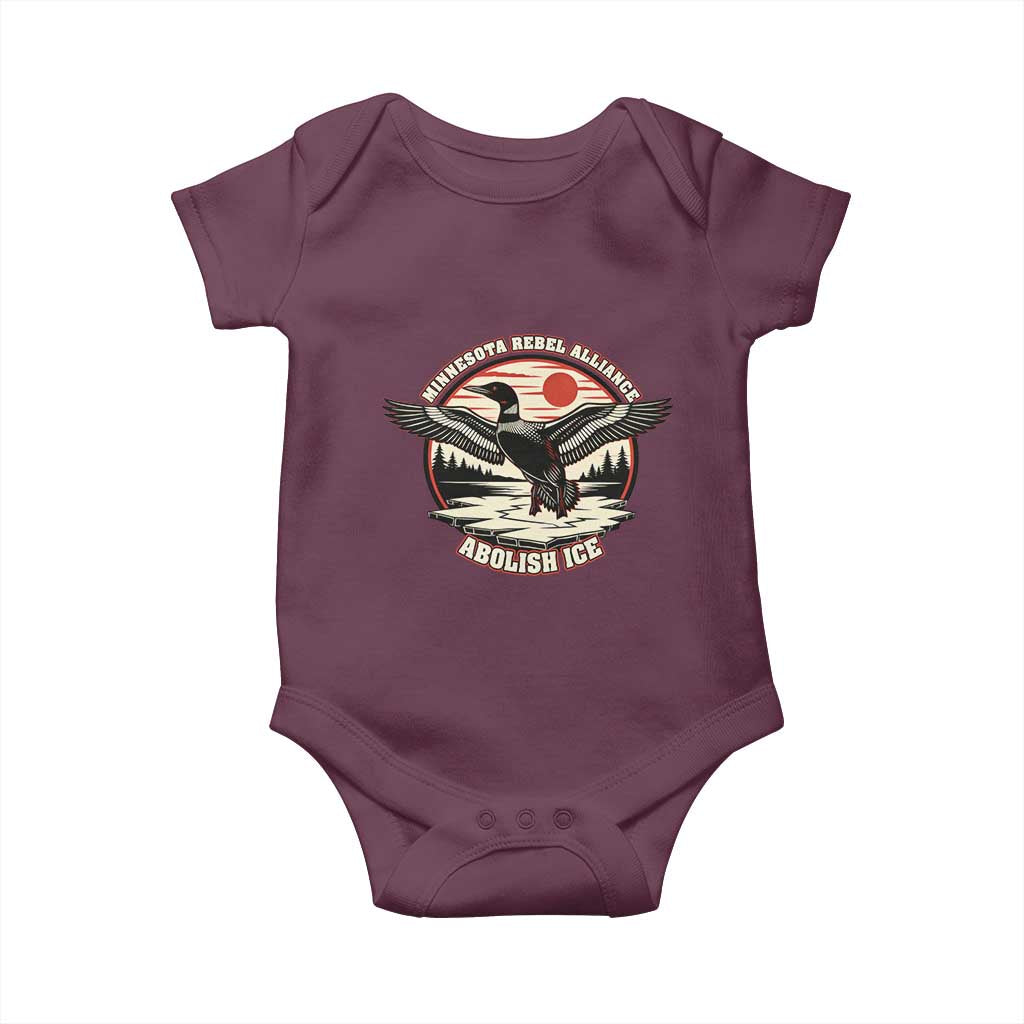 Minnesota Rebel Alliance Loon Baby Onesie Abolish Ice Protest TS02 Maroon Print Your Wear