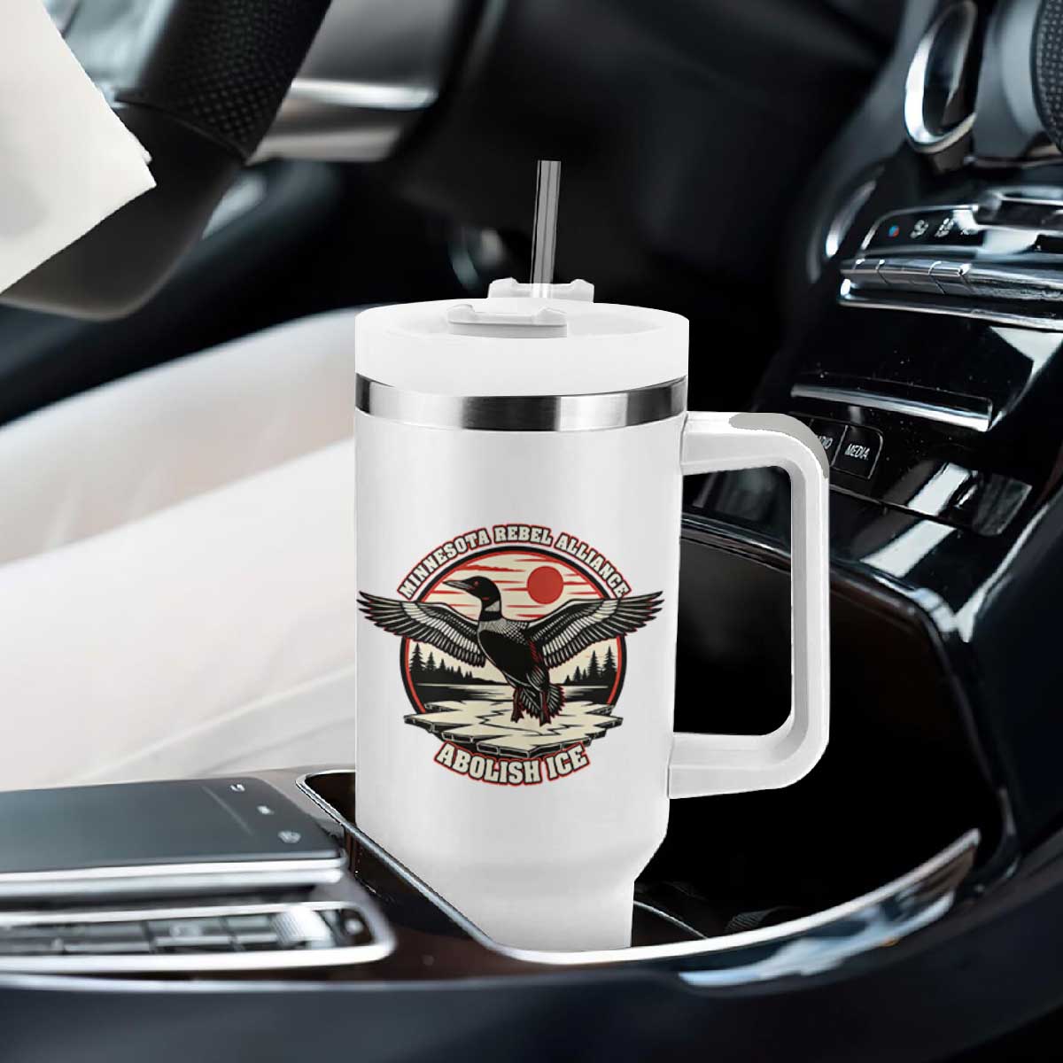 Minnesota Rebel Alliance Loon Tumbler With Handle Abolish Ice Protest TS02 Print Your Wear