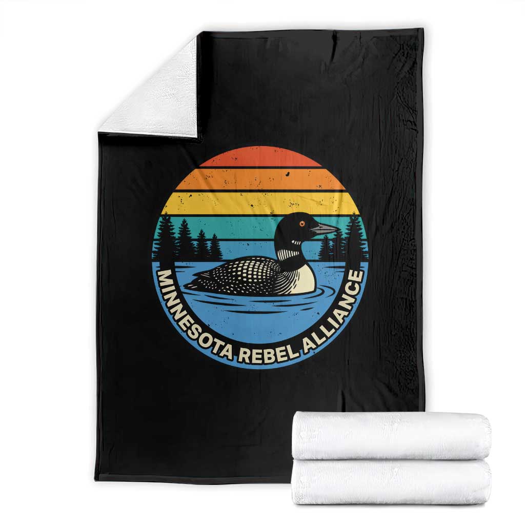 Minnesota Rebel Alliance Vintage Retro Sunset Loon Throw Blanket TS02 Black Print Your Wear