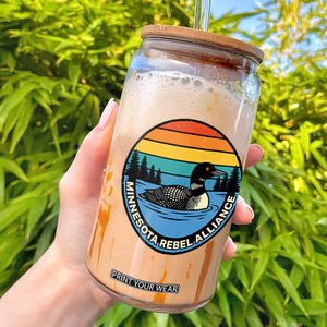 Minnesota Rebel Alliance Vintage Retro Sunset Loon Glass Can TS02 Black Print Your Wear